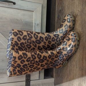 Coach leopard print rubber boots